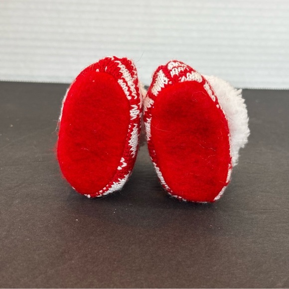 Christmas Ornament Knit Snow Booties 1 Pair Red And White - Picture 8 of 10
